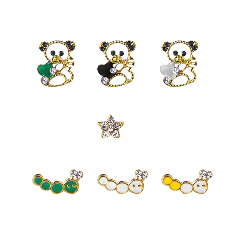 SET DE ARETES CON FORMAS DE GUSANO, ESTRELLA, OSO