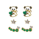 SET DE ARETES CON FORMAS DE GUSANO, ESTRELLA, OSO