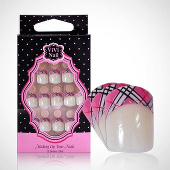 Vivi Nail Uñas Acrílicas Set Francesa Escocesa Rosa X 1/24