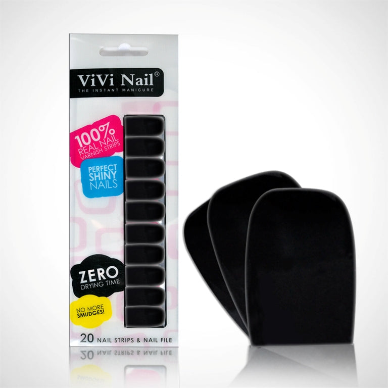 Vivi Nail Uñas Postizas Adhesivas Set Negras X 1/20