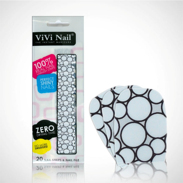 Vivi Nail Uñas Postizas Adhesivas Set Gris C/ Círculos X 1/20