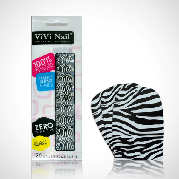 Vivi Nail Uñas Postizas Adhesivas Set Rayas De Zebra X 1/20