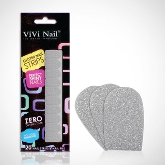 Vivi Nail Uñas Postizas Adhesivas Set Plateadas X 1/20