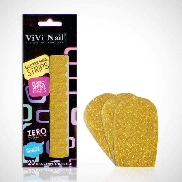 Vivi Nail Uñas Postizas Adhesivas Set Doradas X 1/20