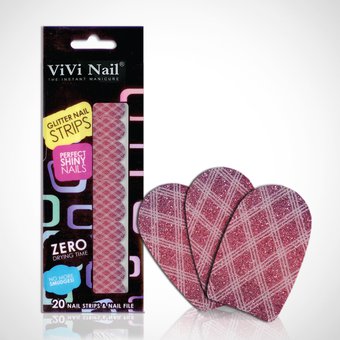 Vivi Nail Uñas Postizas Adhesivas Set Diamantes Rosados X 1/20