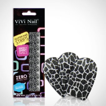 Vivi Nail Uñas Postizas Adhesivas Set Craquelado Negro/Plata X 1/20