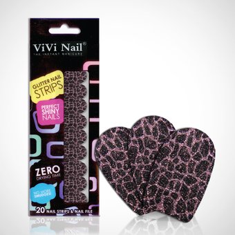 Vivi Nail Uñas Postizas Adhesivas Set Craquelado Negro/Rosado X 1/20