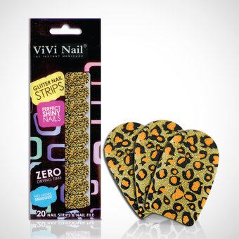 Vivi Nail Uñas Postizas Adhesivas Set Leopardo Dorado X 1/20