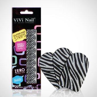 Vivi Nail Uñas Postizas Adhesivas Set Zebra Plateada X 1/20