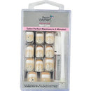 Pretty Woman Uñas Plasticas Acrilicas Set Beige C/ Flor Y Cristal