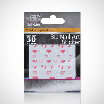 Calcomanías para Uñas / Pegatinas 3D - Corazones Blanco y Rosado X 30