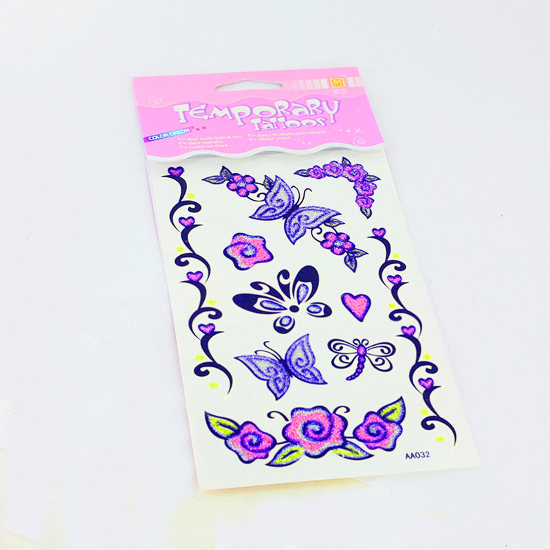 Mini Tatuajes Brillantes Escarchado - Mariposas Purpuras