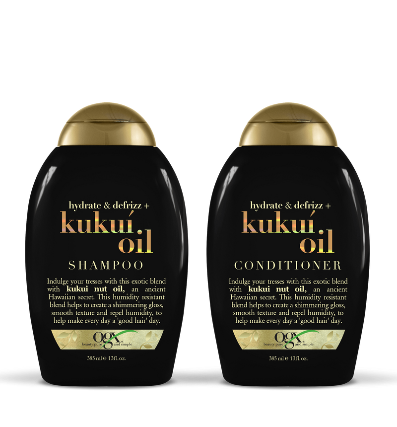 OGX Shampoo & Conditioner Hydrate & Defrizz Kukui Oil 385ml.