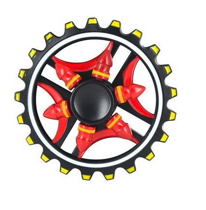 Spinner Engranaje puntas rojas Hand Fidget Metálico, 3 Niveles