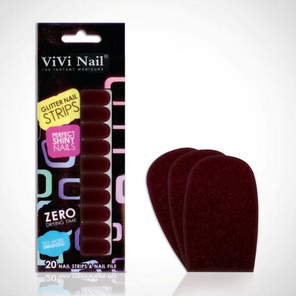 Vivi Nail Uñas Postizas Adhesivas Set Escarchado Vino X 1/20