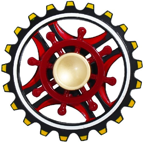 Spinner Engranaje Timón Rojo Hand Fidget Metálico, 3 Niveles